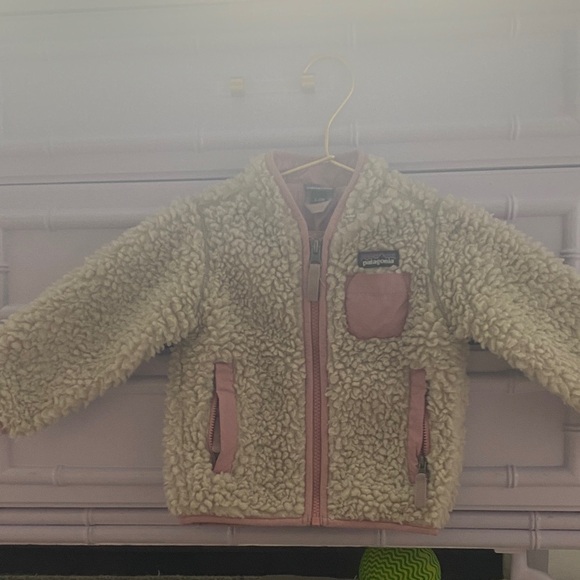 Patagonia Retro X Fleece Jacket with Pink Accents sz 6-12 months